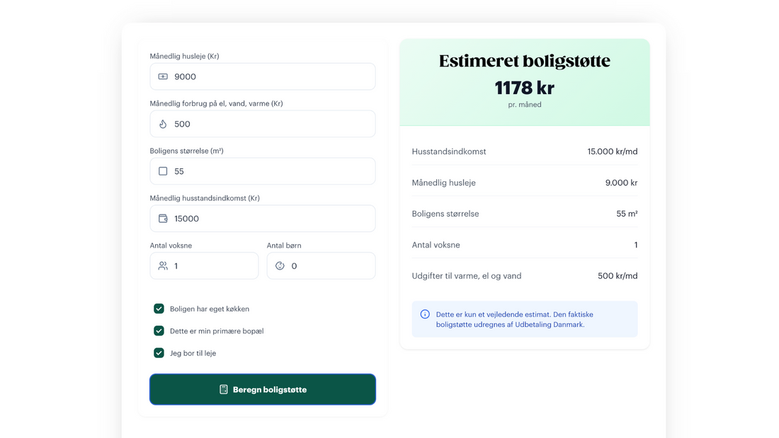 Få overblik over din boligstøtte med vores boligstøtteberegner